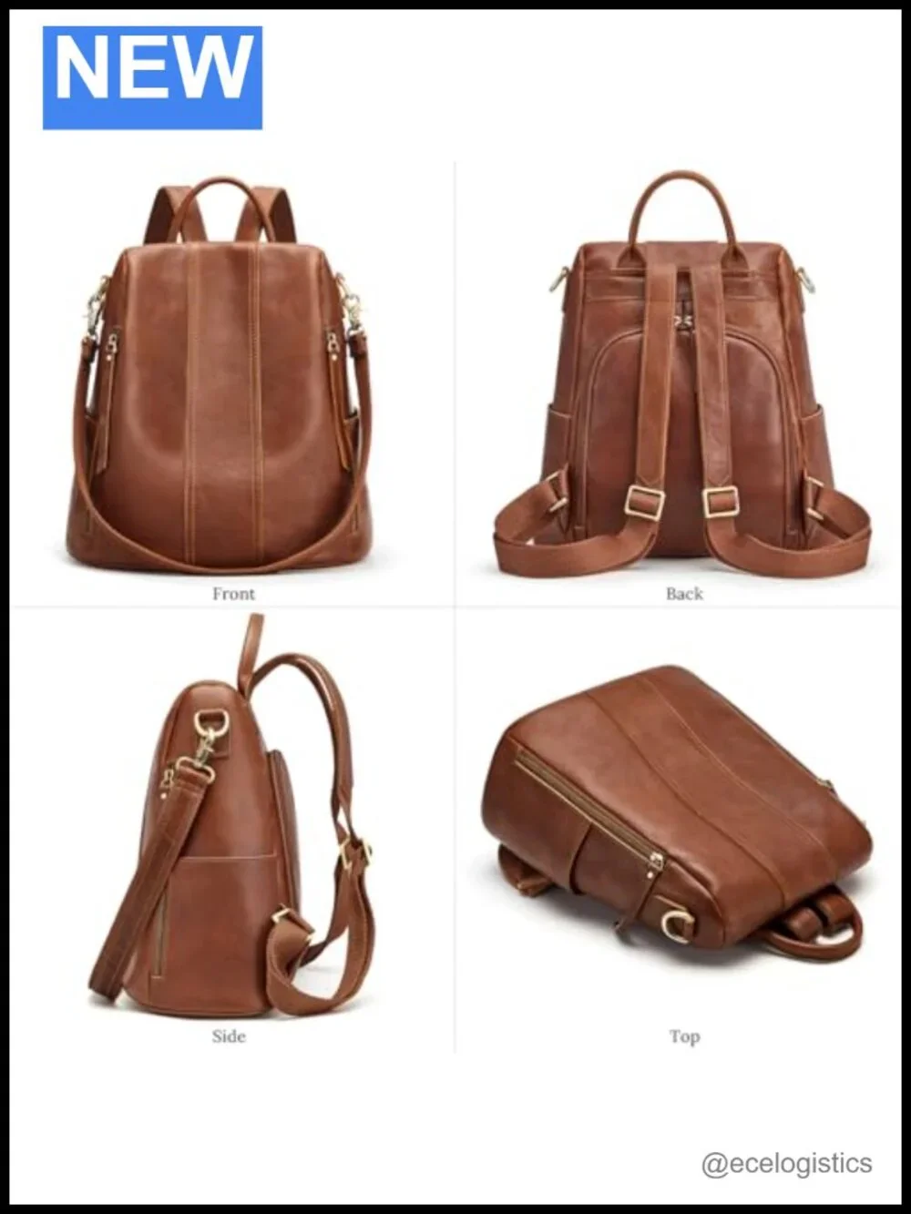Genuine Full Grain Leather Women's Anti-Theft Backpack Purse Convertible